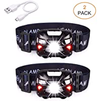 Los mejores  - APUNOL 2 Unidades Linterna Frontal LED USB Recargable- Linternas Cabeza 400 Lúmenes- Sensor Inteligente- 8 Modos de…